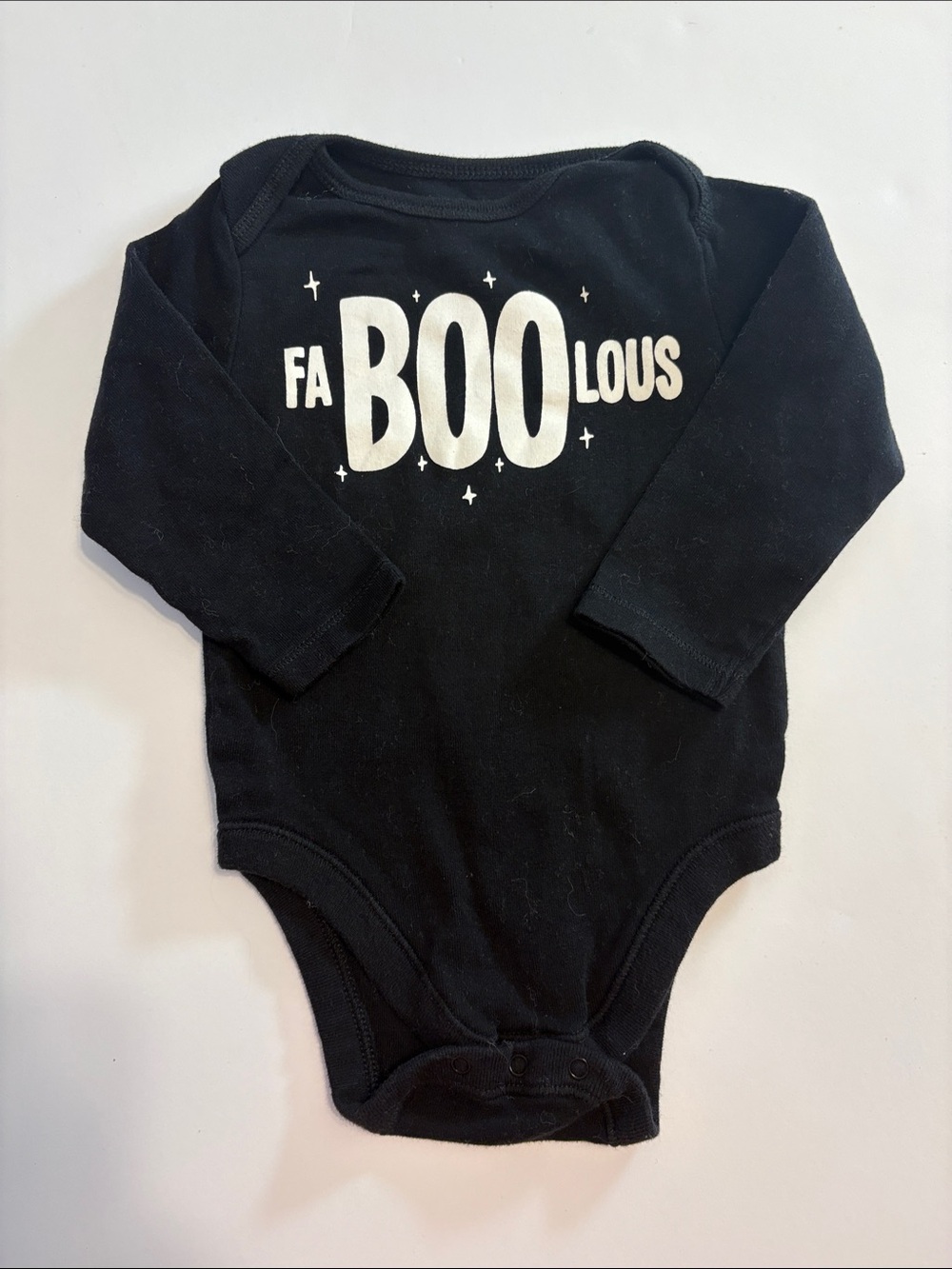 Old Navy Black Long-Sleeve 'FA BOO LOUS' Baby Bodysuit